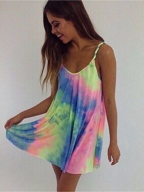 Reverse Tie-Dye Swim Cover-Up Dress